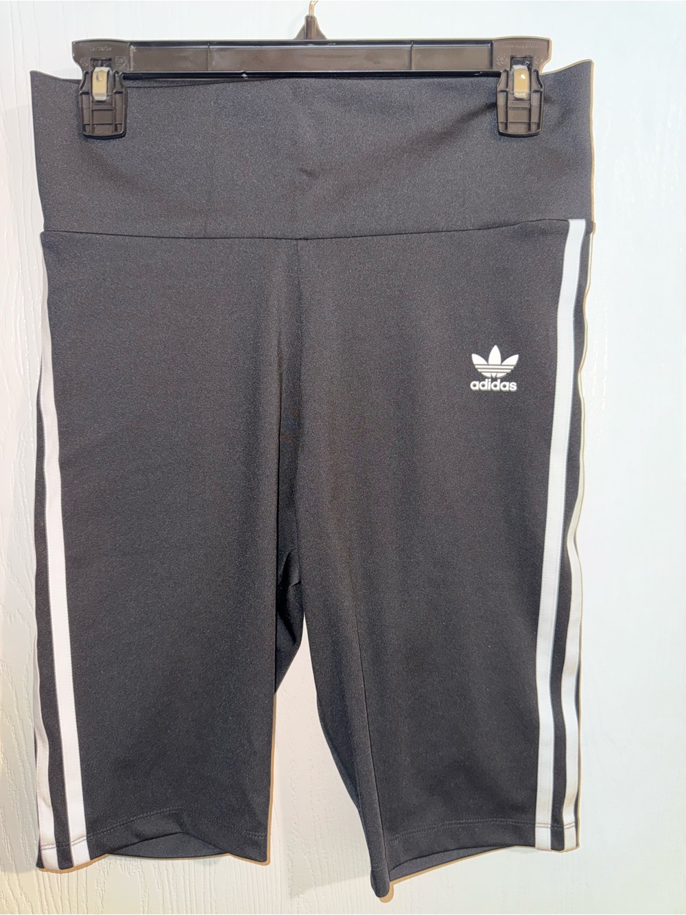 adidas Black Bike Shorts with White Three Stripes